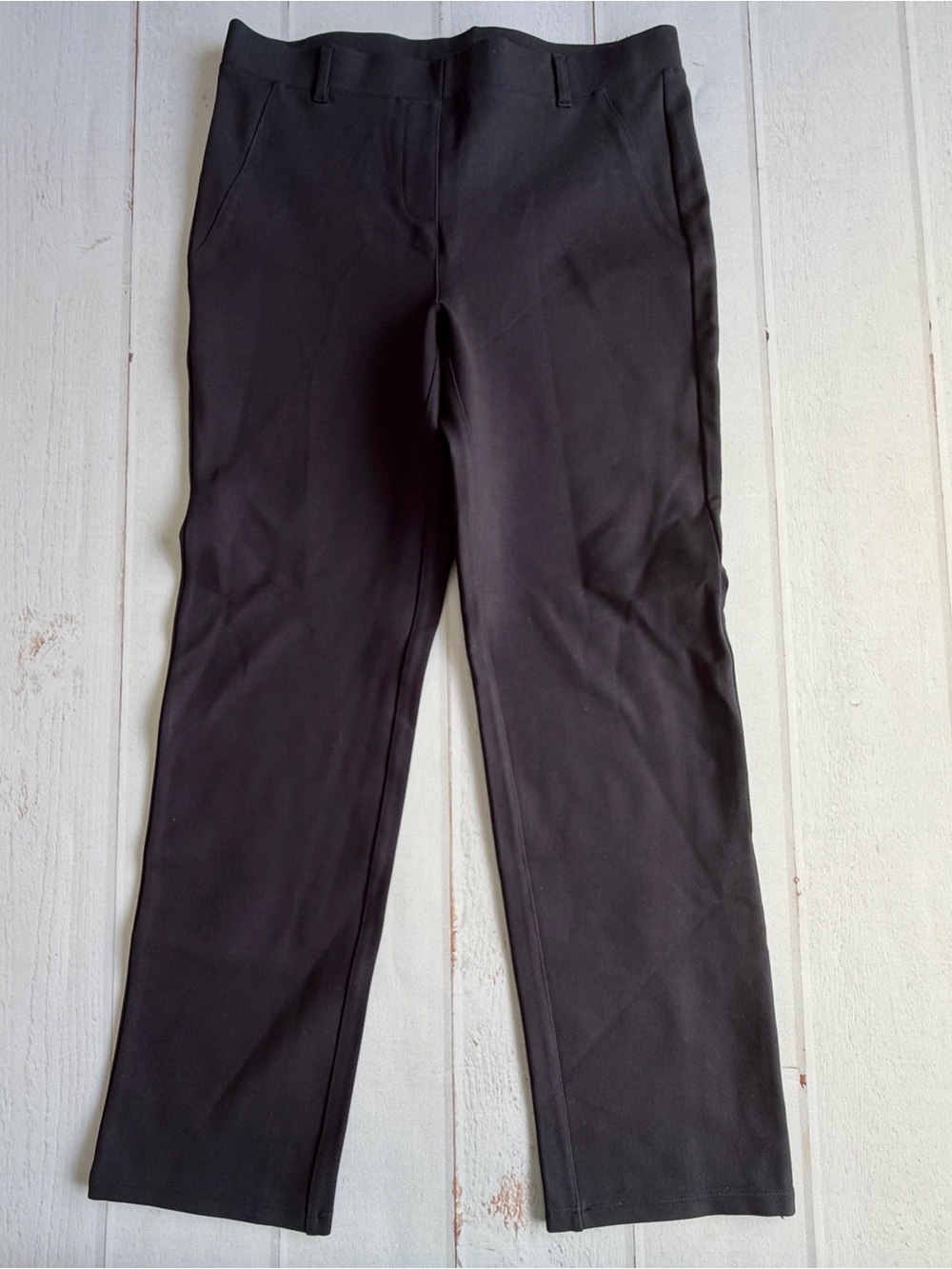Quince Ultra-Stretch Ponte Straight Leg Pants Navy Blue Medium Pull On